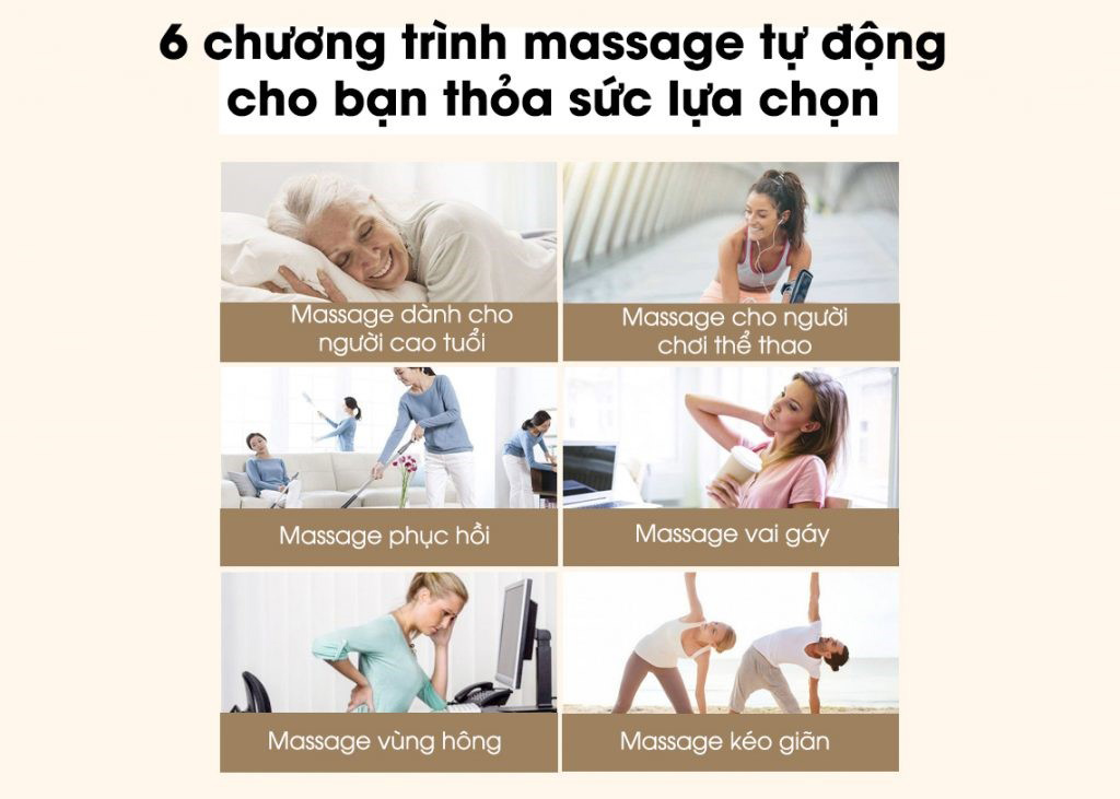 6 chương trình massage ghế massage OKINAWA JS 800 (BLACK)