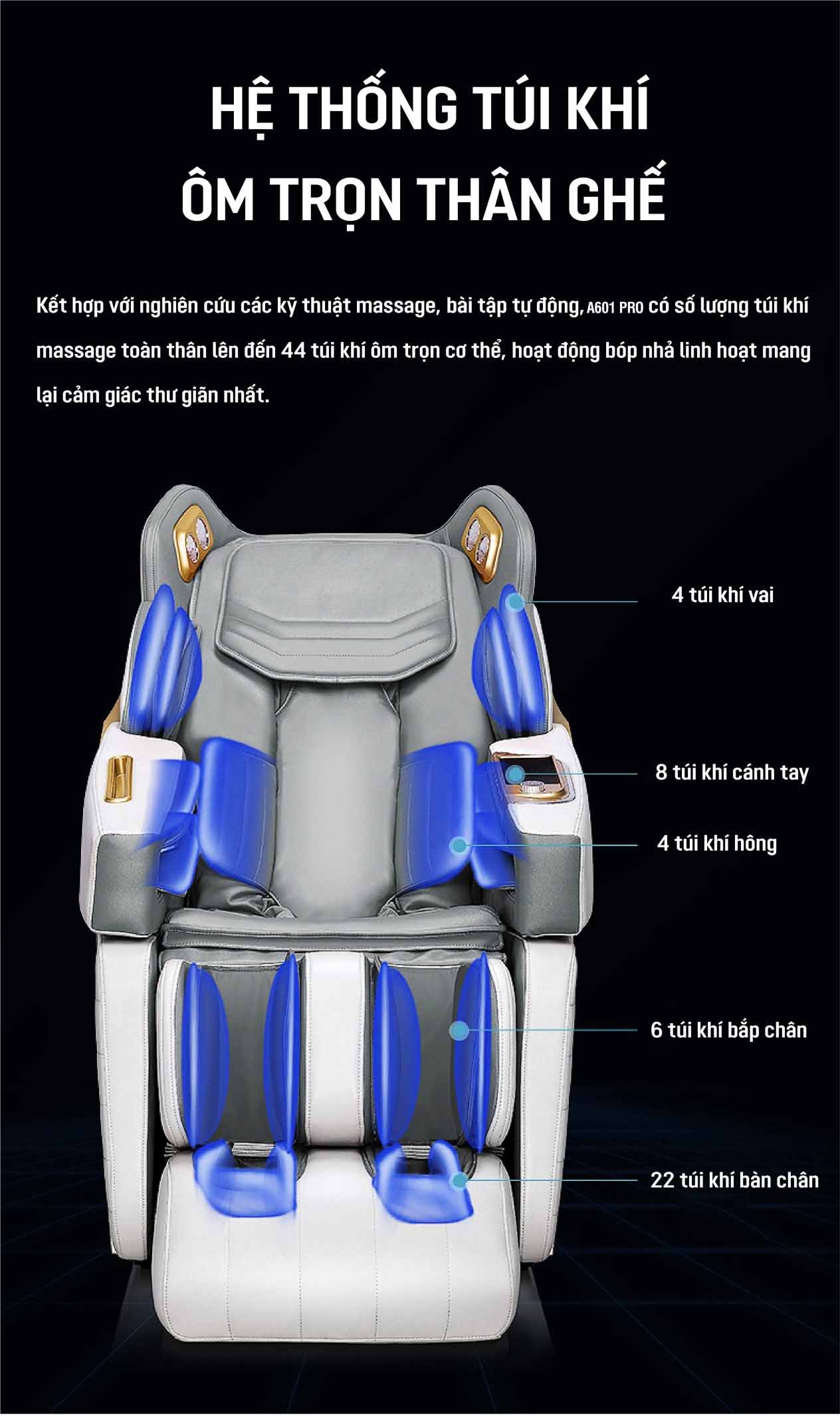Hệ thống túi khí ghế massage OKINAWA S - 800