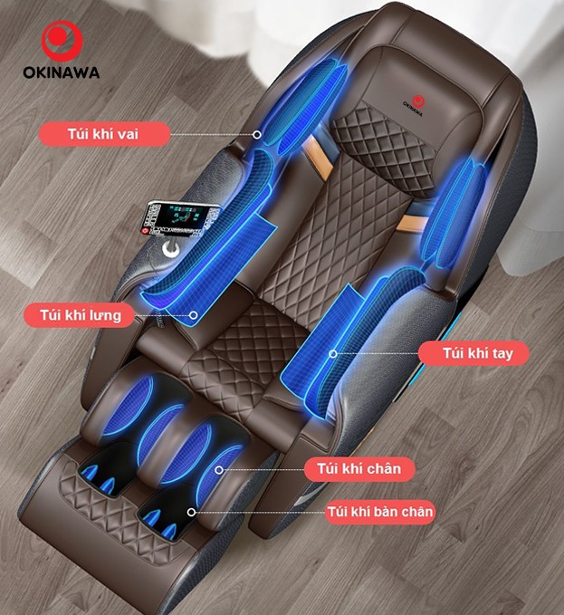 Hệ thống túi khí ghế massage OKAZAKI OS 505A