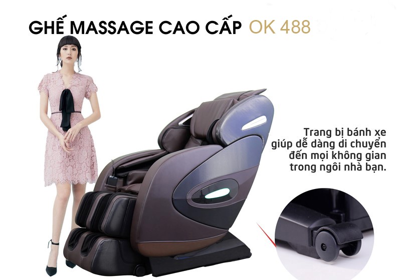 Thiết kế dễ di chuyển ghế massage OKINAWA JS 488