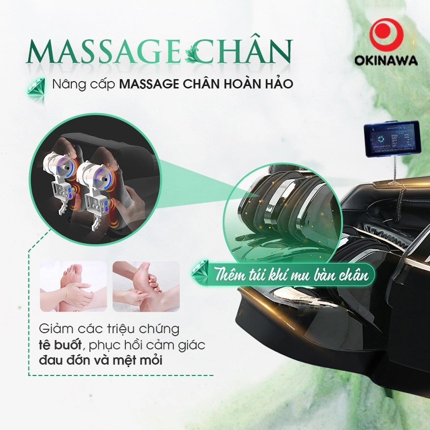 Massage chân ghế massage OKINAWA BLACK PEARL H - 515