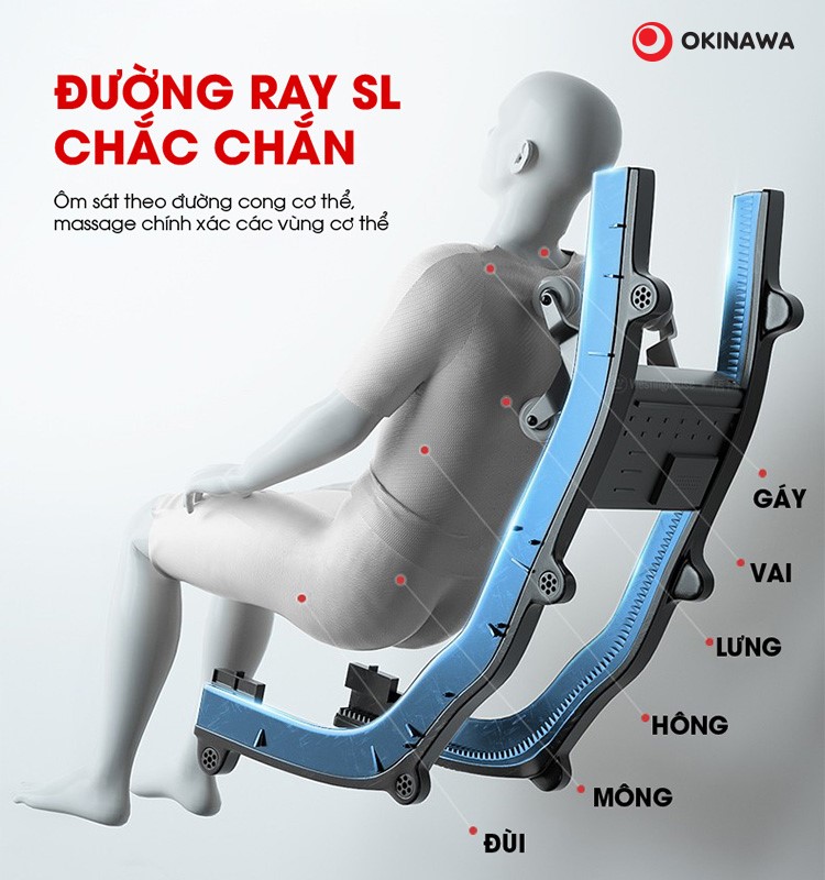 Ghế massage S-801 đường ray SL chắc chắn