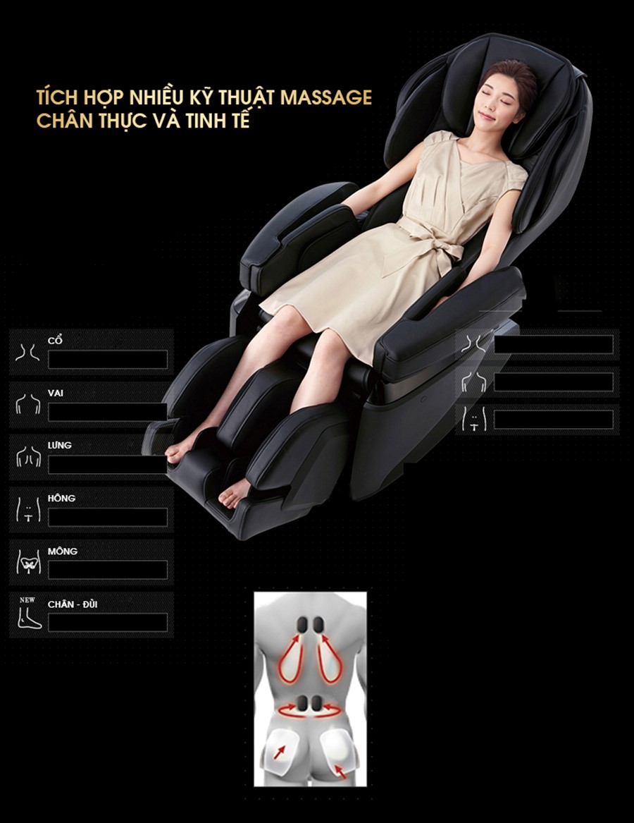 Kỹ thuật massage ghế massage OKINAWA JS 100