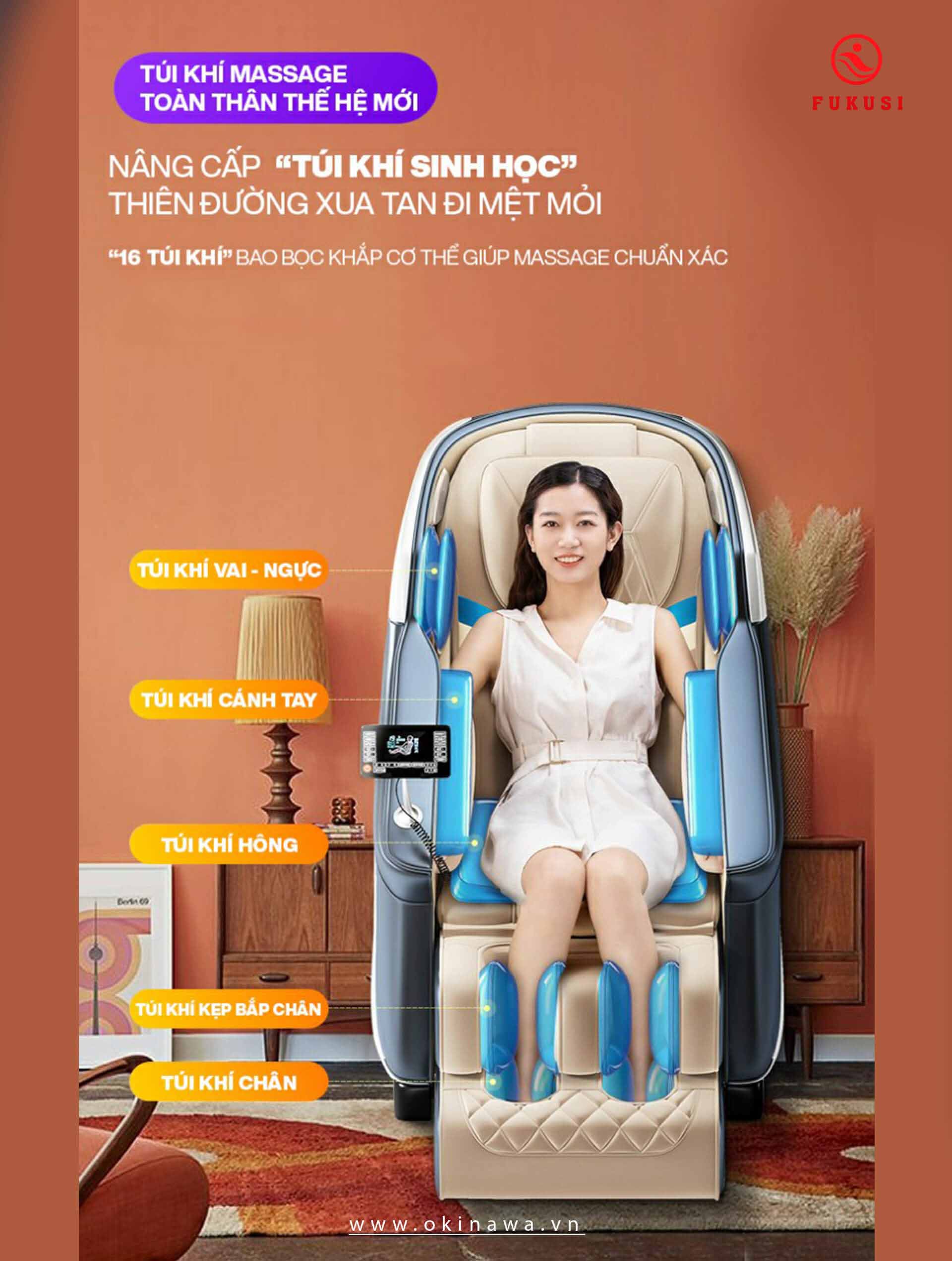 Hệ thống túi klhí ghế massage FUKUSI F - 001